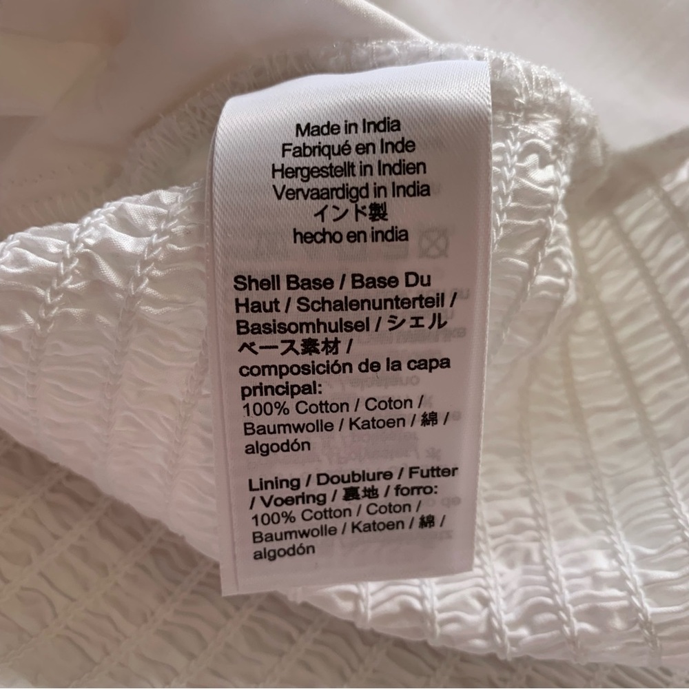 J Crew Size 10 White Cropped Fitted Puff Sleeve Blouse Top  Smocked Back NWT - Picture 11 of 17